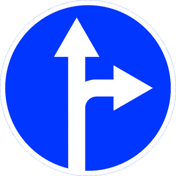 Знак 4.1.4 движение прямо или направо - Дорожные знаки - Предписывающие знаки - Магазин охраны труда и техники безопасности stroiplakat.ru