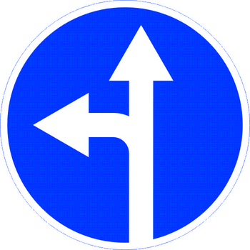 Знак 4.1.5 движение прямо или налево - Дорожные знаки - Предписывающие знаки - Магазин охраны труда и техники безопасности stroiplakat.ru