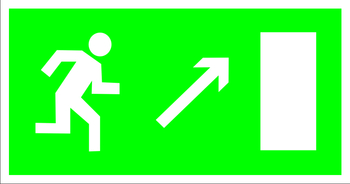 E05 направление к эвакуационному выходу направо вверх (пластик, 300х150 мм) - Знаки безопасности - Эвакуационные знаки - Магазин охраны труда и техники безопасности stroiplakat.ru